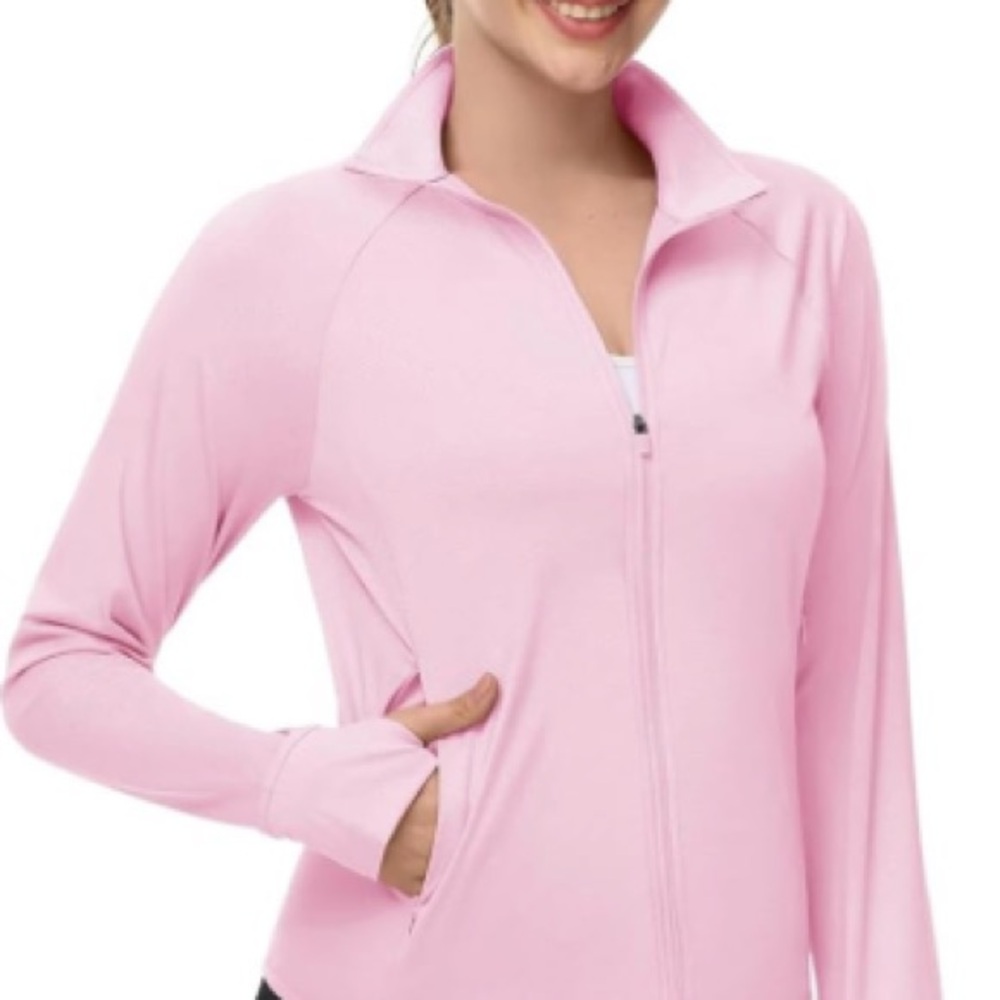 BEBE SPORT Zip Up Sleeve Logo Marked Pink Active Jacket | 3X